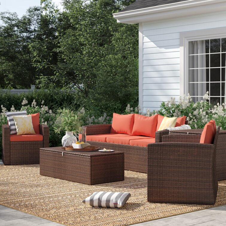 Sol 72 Outdoor™ Arlington 5 Piece Rattan Sofa Seating